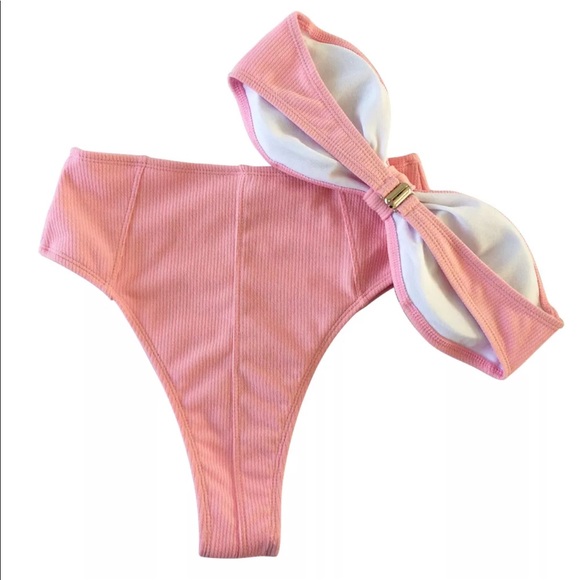 Pink Barbie high waisted cheeky strapless bikini - Picture 4 of 4